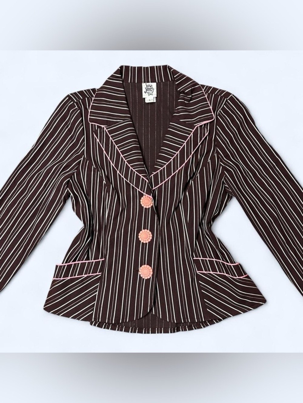 Y2K Brown & Pink Pinstripe Blazer by IVU Jane!